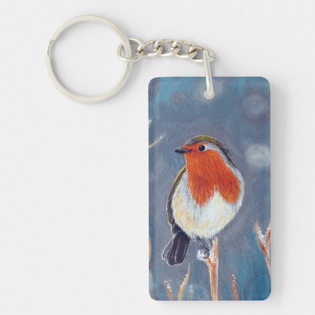 Porte-clefs Peinture Robin d'hiver (Devant)