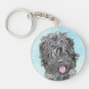 Porte-clefs Peinture russe Terrier noir - Chien original migno