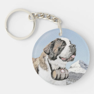 Porte-clefs Peinture Saint-Bernard - Art Original et Mignon de