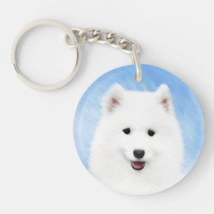 Porte-clefs Peinture Samoyed Puppy - Jolie Art Original Chien