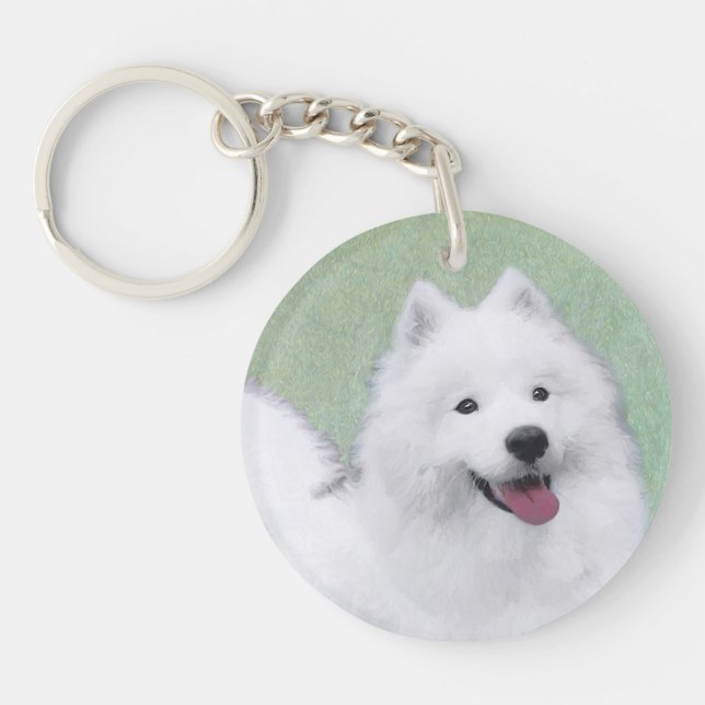 Porte-clefs Peinture Samoyée - Cute Original Dog Art (Devant)