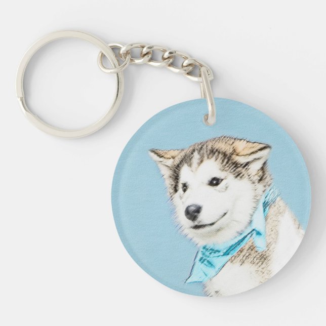 Porte-clefs Peinture Sibérienne Husky Puppy - Art Chien origin (Devant)