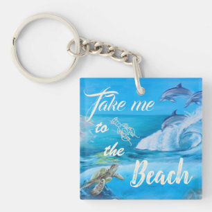 Porte-clefs Peinture sur la plage et la vie marine