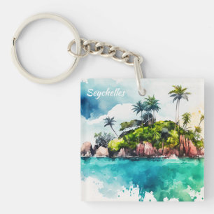 Porte-clefs Peinture tropicale des îles Seychelles