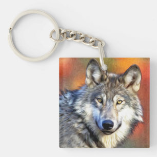 Porte-clefs Peinture Wolf Art