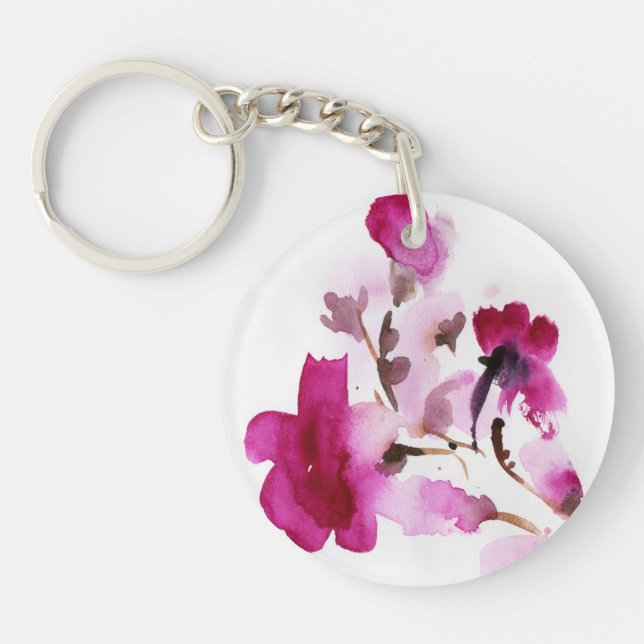 Porte-clefs Peintures florales abstraites 4 d'aquarelle (Devant)