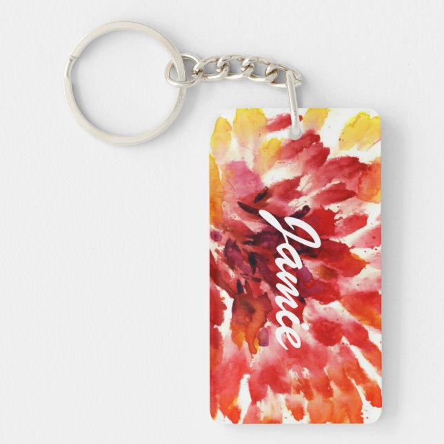 Porte-clefs Peintures florales abstraites 5 d'aquarelle (Devant)