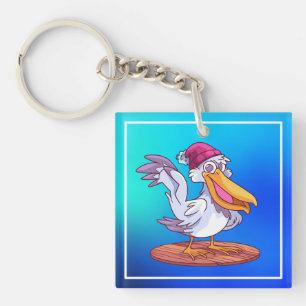 Porte-clefs Pellican de Noël dessiné à la main dans un style c