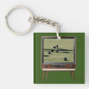 Porte-clefs Pelouse vintage À La Télévision Analogique,