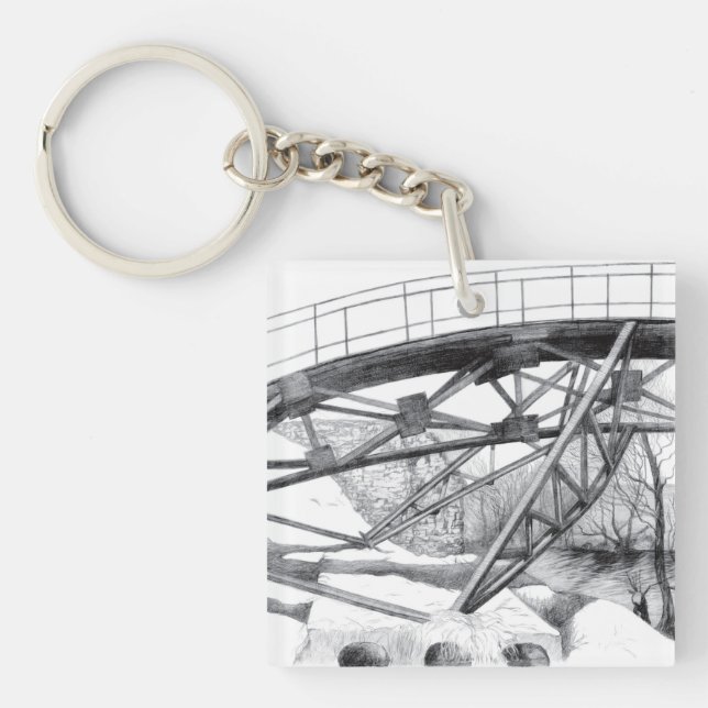 Porte-clefs Pencilart de passerelle antique Monochrome (Devant)