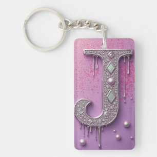 Porte-clefs Pendentif personnalisé lettre J or diamant Cadeau
