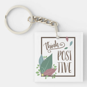 Porte-clefs Pensez motivation positive plume boho
