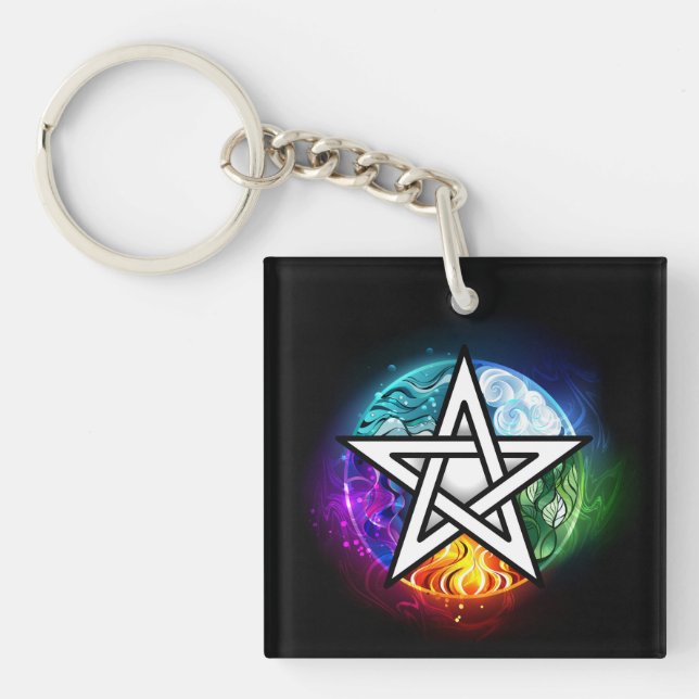 Porte-clefs pentagramme du Wiccan (Devant)