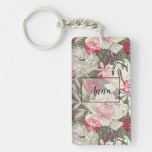 Porte-clefs Peonies rose rose fleurs fleurs jardin fleurie bou