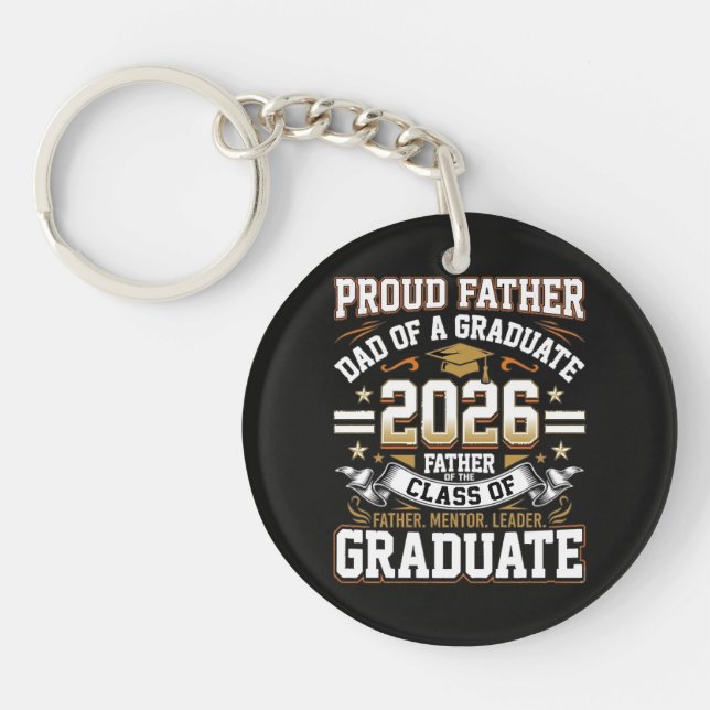 Porte-clefs Père fier de la promotion 2026 diplômé (Devant)