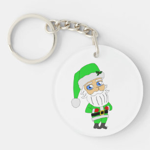 Porte-clefs Père Noël chibi en costume vert