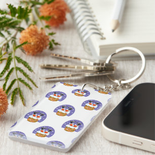 Porte-clefs Père Noël dans cheminée, neige, Noël, Nouvel An