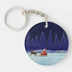 Porte-clefs Père Noël dans la nuit de Noël