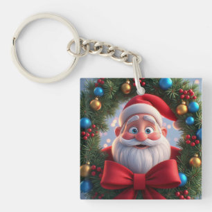Porte-clefs Père Noël de dessin animé festif de Noël