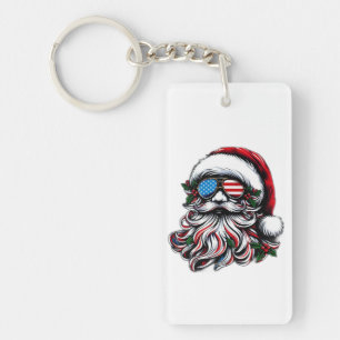 Porte-clefs Père Noël de Noël Patriotique/Américaine