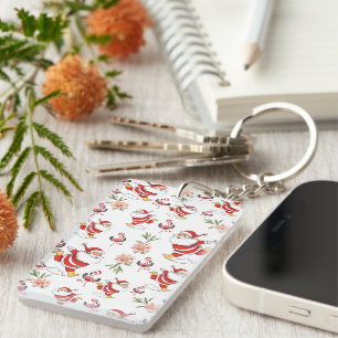 Porte-clefs Père Noël Flamant Tropical Motif de Noël