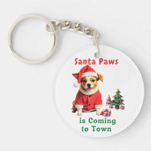 Porte-clefs Père Noël Paws vient à Town Festive Pet