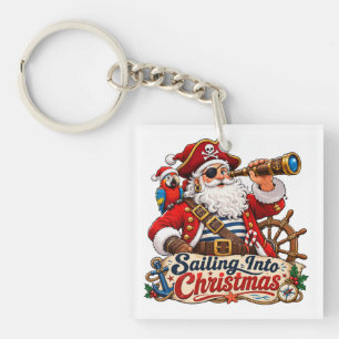 Porte-clefs Père Noël Pirate Faisant Voile Vers Noël