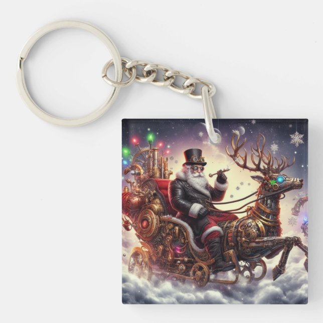 Porte-clefs Père Noël/Reindeer steampunk Noël/hiver (Devant)