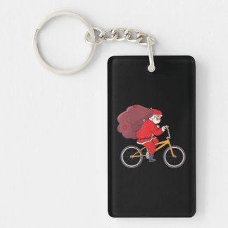 Porte-clefs Père Noël vélo d'équitation Noël drôle X-Mas vélo