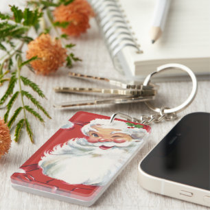 Porte-clefs Père Noël vintage de Noël, joyeux et clin d'œil