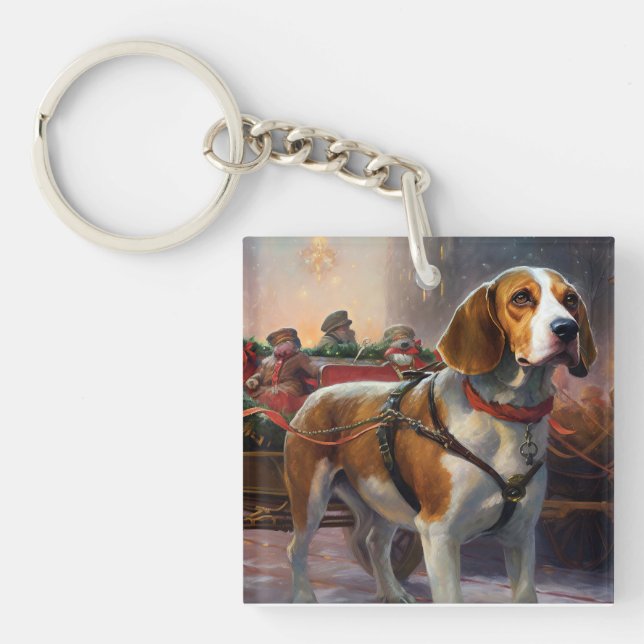 Porte-clefs Période de fêtes de Noël Beagle (Devant)