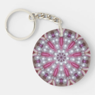 Porte-clefs Perles blanches rose pourpre Diamants~ Porte - clé