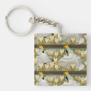 Porte-clefs Perroquet Cacatoès Vert Sauge Vintage Art Magnolia