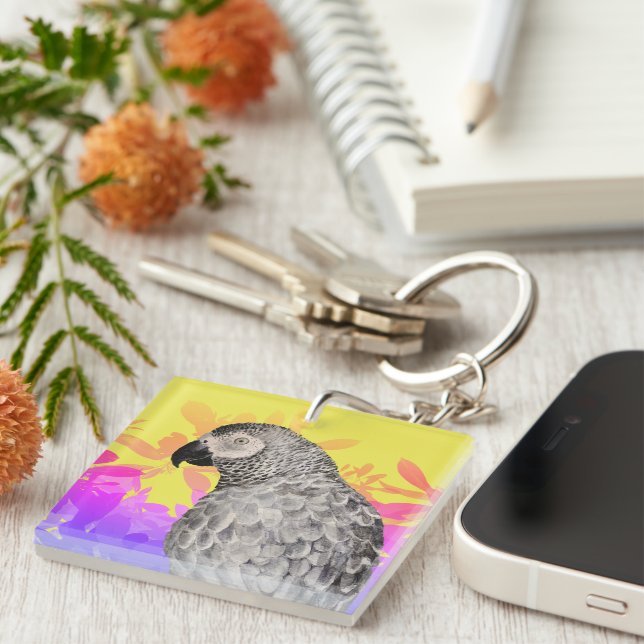 Porte-clefs Perroquet gris africain  (Devant Droit)