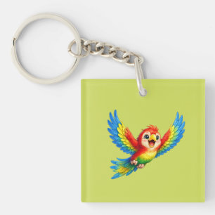 Porte-clefs Perroquet mignon aux grands yeux Oiseau coloré heu