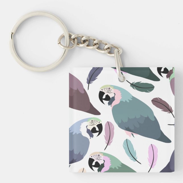 Porte-clefs Perroquets Modernes Motif Tropical  (Devant)
