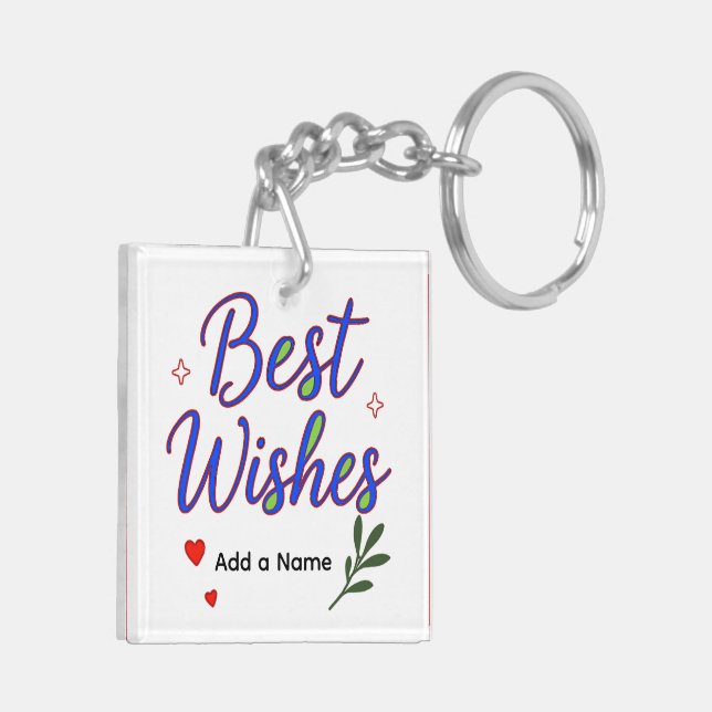 Porte-clefs Person Best Wishes Acrylic Keychain – Add a name (Dos gauche)
