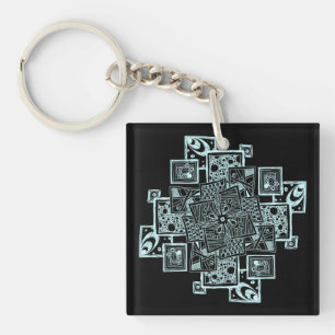 Porte-clefs PersonaLigne texturée noire et blanche