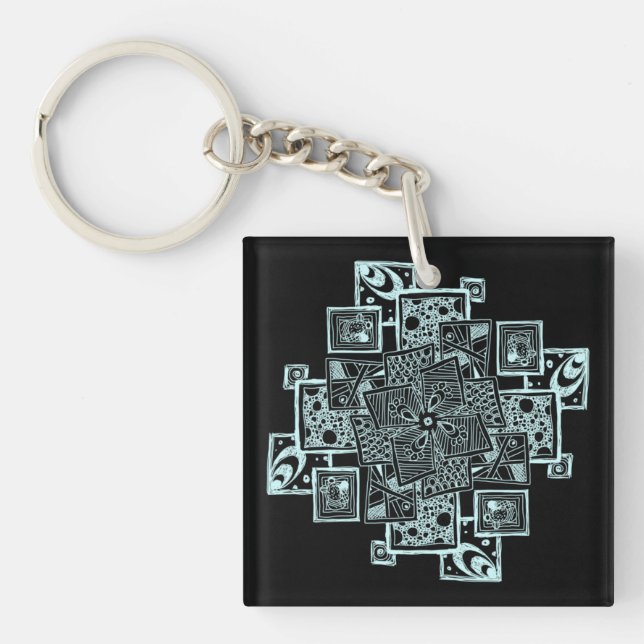 Porte-clefs PersonaLigne texturée noire et blanche (Devant)