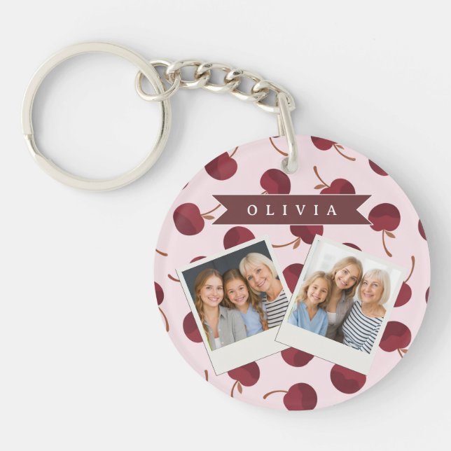 Porte-clefs Personalized Aesthetic Cherry Pattern Name Gift (Devant)