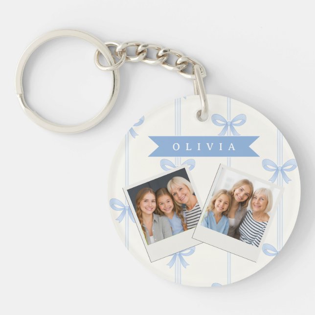 Porte-clefs Personalized Blue Bow Coquette Name Aesthetic (Devant)