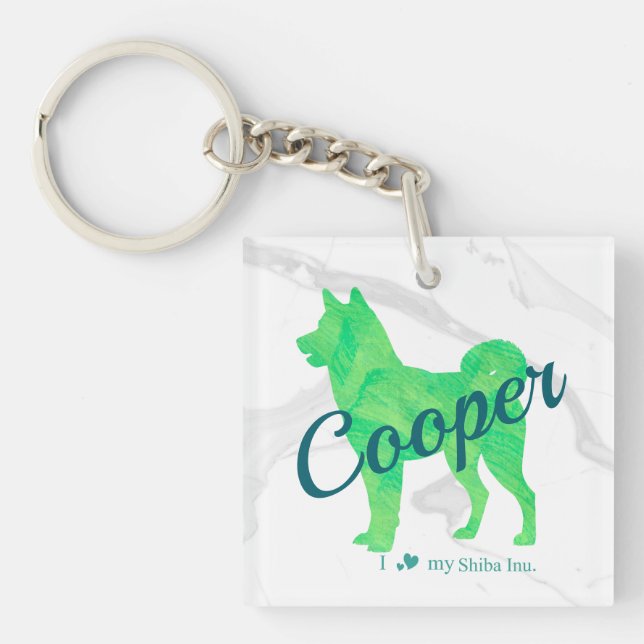 Porte-clefs Personalized Cute Pastel Green Shiba Inu Keychain  (Devant)