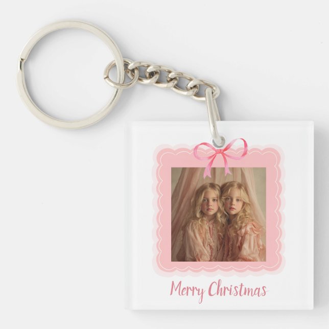 Porte-clefs Personalized Family Photo Merry Christmas Keychain (Devant)