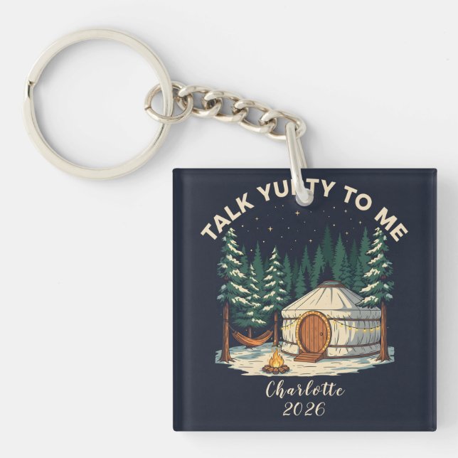 Porte-clefs Personalized Glamping Yurt Adventure Retro Camping (Devant)
