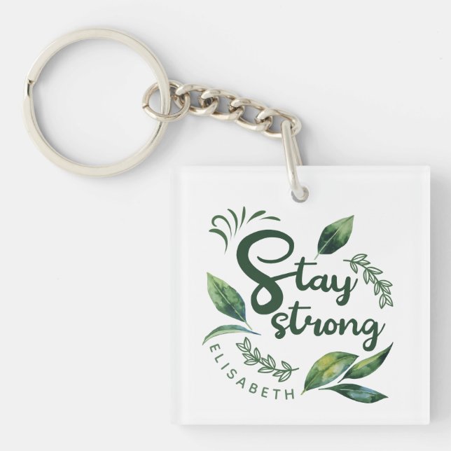 Porte-clefs Personalized Inspirational Quote with Green Leaves (Devant)