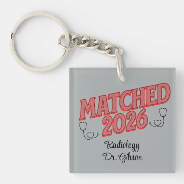 Porte-clefs Personalized Match Day Medical Residency Specialty (Devant)
