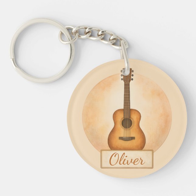 Porte-clefs Personalized Name Acoustic Guitar For Music Lovers (Devant)