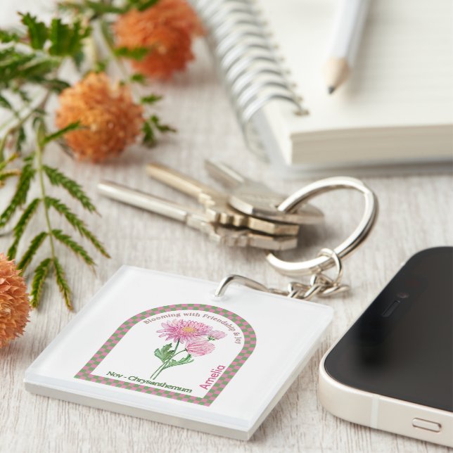 Porte-clefs Personalized November Birth Month Flower  (Devant Droit)