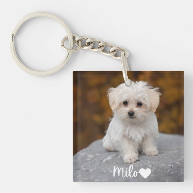 Porte-clefs Personalized Pet Photo Keychain with Name (Devant)