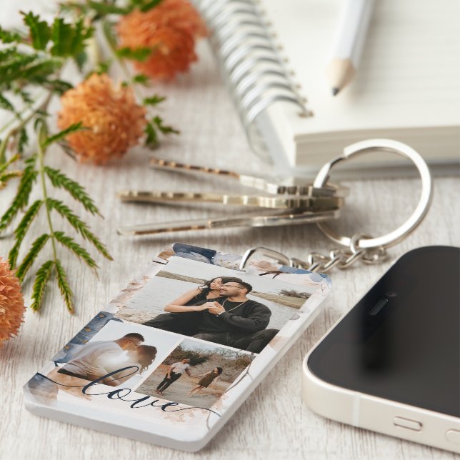 Porte-clefs Personalized Photo and Text Photo Collage  (Devant droit)